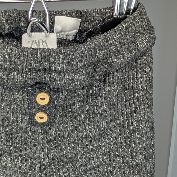 💚 2 for 20 💚 Zara Flare Ribbed Dark Grey Leggings with Ruffle - Picture 4 of 6